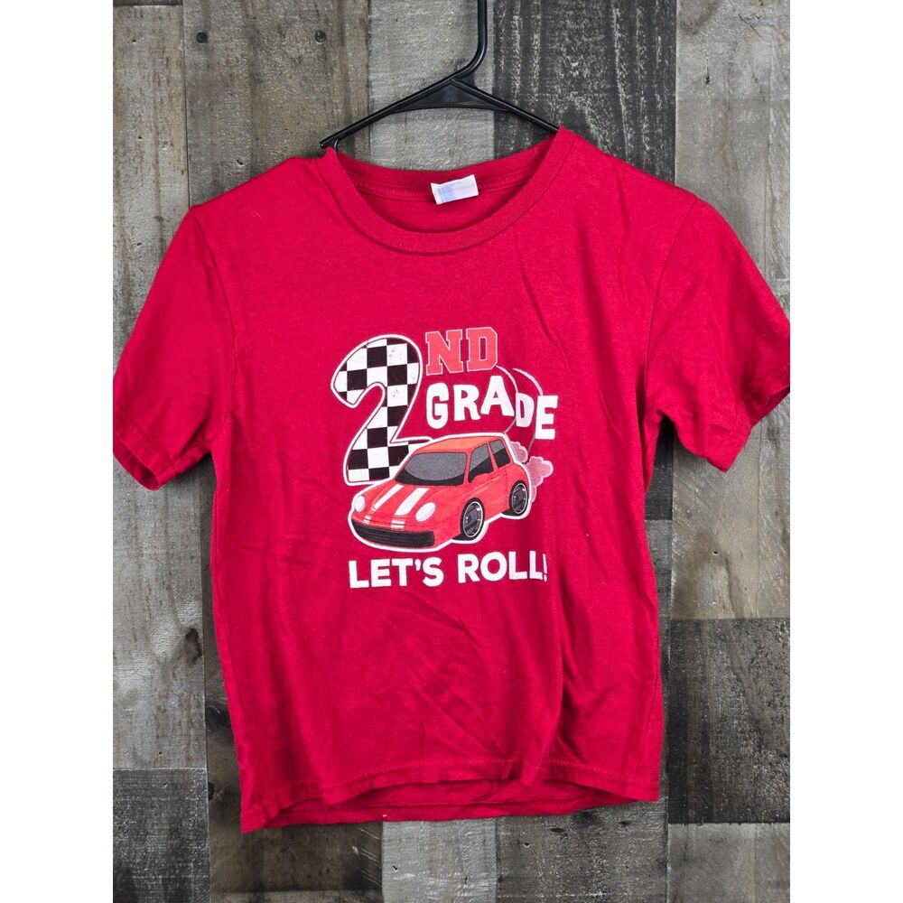 Kids 2nd Grade Tee "says 2nd grade :lets Roll" Kids Size Small 6-7